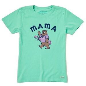 Life Is Good Mama Bear Golfer Crusher Tee Shirt Green Size Women’s XL NWT